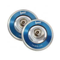 Thumbnail for Close-up of blue HANS post anchors for racing helmet tether attachment