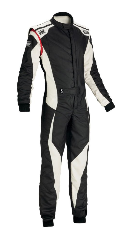 OMP Tecnica Evo Race Suit Black / White Front Image