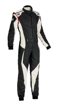Thumbnail for OMP Tecnica Evo Race Suit Black / White Front Image