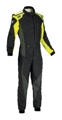 Thumbnail for OMP Tecnica Evo Race Suit Black / Yellow Front Image