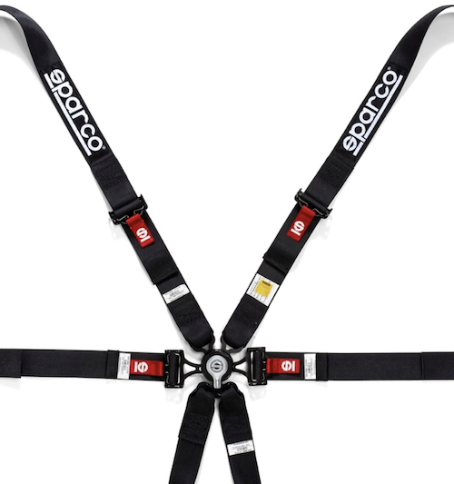 Sparco 6 Point Racing Harness | 2" Steel (Pull Down)