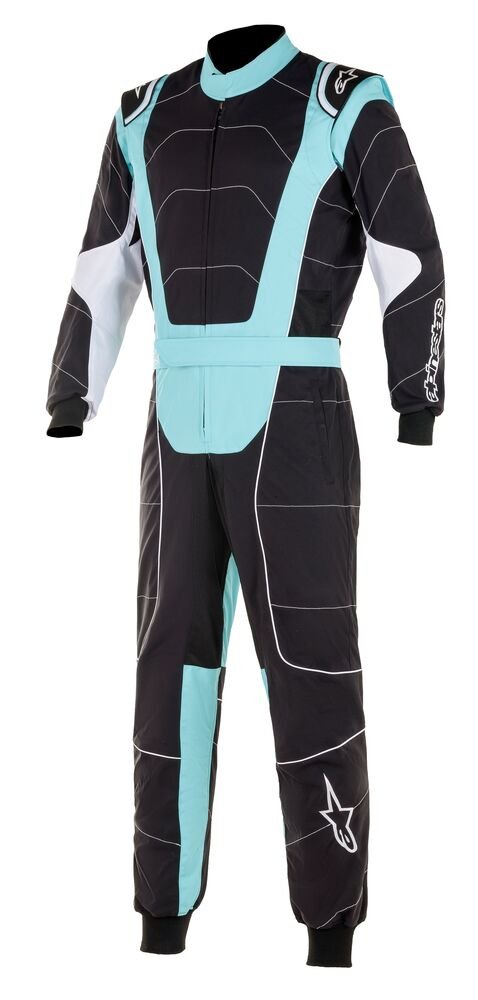 Alpinestars KMX-3 v2 Kart Racing Suit Black / Cyan Front image