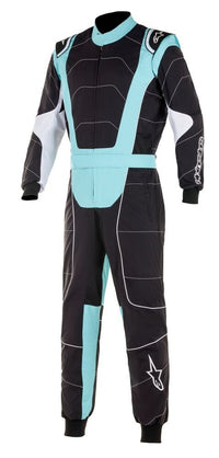 Thumbnail for Alpinestars KMX-3 v2 Kart Racing Suit Black / Cyan Front image