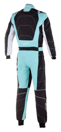 Thumbnail for Alpinestars KMX-3 v2 Kart Racing Suit - Competition MotorsportAlpinestars KMX-3 v2 Kart Racing Suit Black / Cyan Rear Image