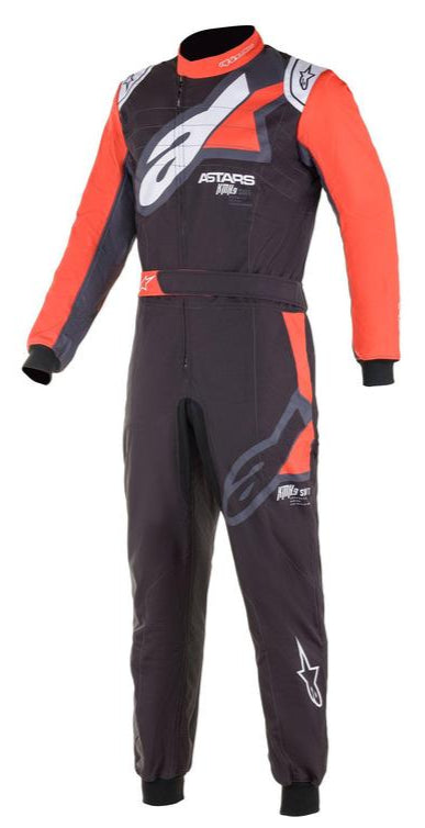 Alpinestars KMX-9 v2 Graphic 1 Kart Racing Suit - Competition MotorsportAlpinestars KMX-9 v2 Graphic 1 Kart Racing Suit Black / Red Front Image