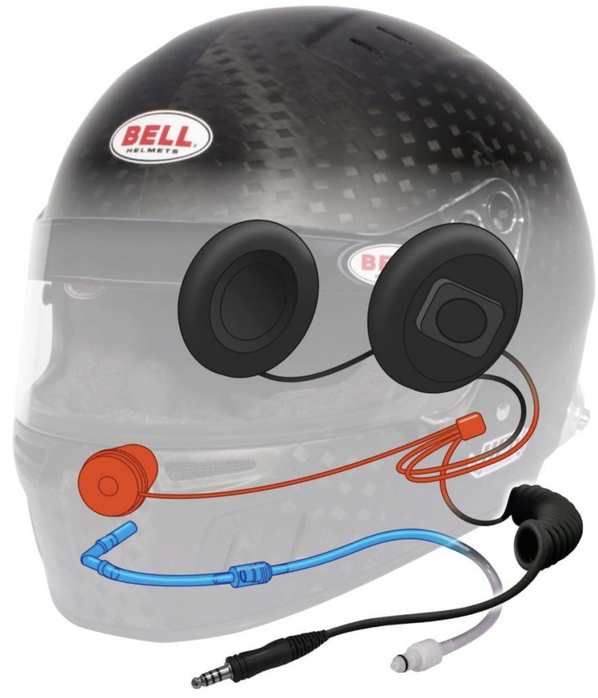 Bell HP6 8860-2018 RD-4C/EC Carbon Fiber Helmet with Built-in Earcup Speakers /Hydration - Competition Motorsport