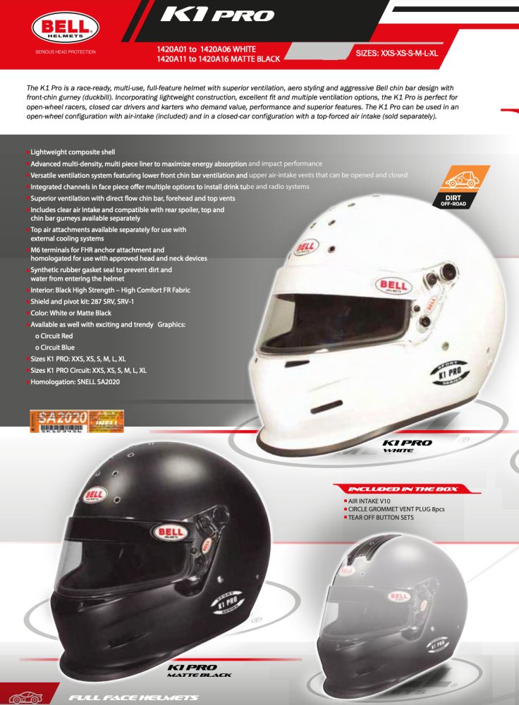 Bell K1 Pro Helmet SA2020 - Competition Motorsport