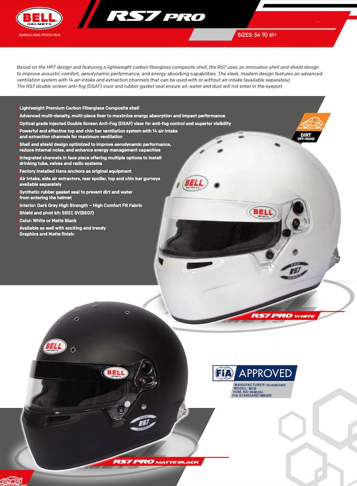 Bell RS7 Pro Helmet SA2025 - Competition Motorsport