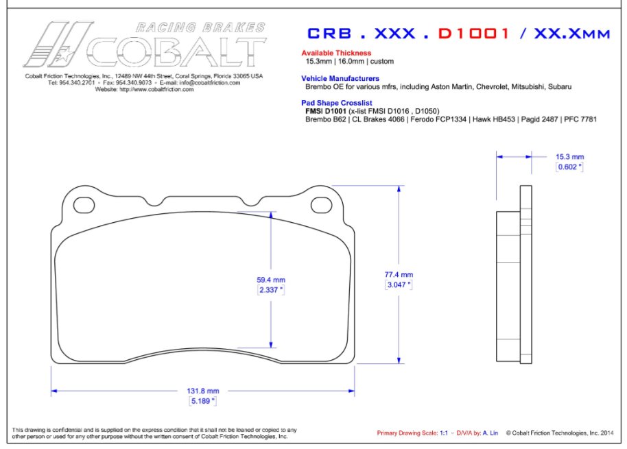 Cobalt Corvette C7 Z07 (Z07 Carbon Ceramic Brakes w- Iron Disc) Brake Pads (Rear) - Competition Motorsport