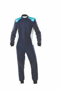 Thumbnail for OMP One Evo X Racing Driver Race Suit   Blue Front Image