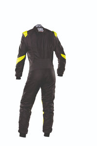 Thumbnail for OMP One Evo X Racing Driver Race Suit  Black / Yellow Rear Image
