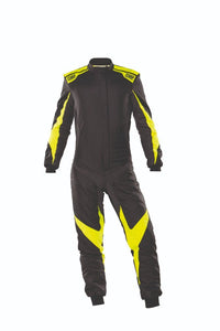 Thumbnail for OMP One Evo X Racing Driver Race Suit  Black / Yellow Front Image