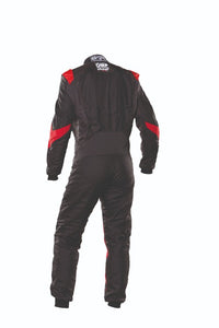 Thumbnail for OMP One Evo X Racing Driver Race Suit  Black / Red Rear Image