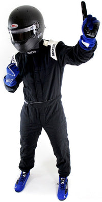 Thumbnail for Sparco Conquest Race Suit Black / Blue Action Image
