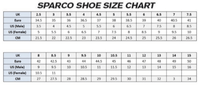 Thumbnail for Sparco X-Light+ Racing Shoes Size Chart Image