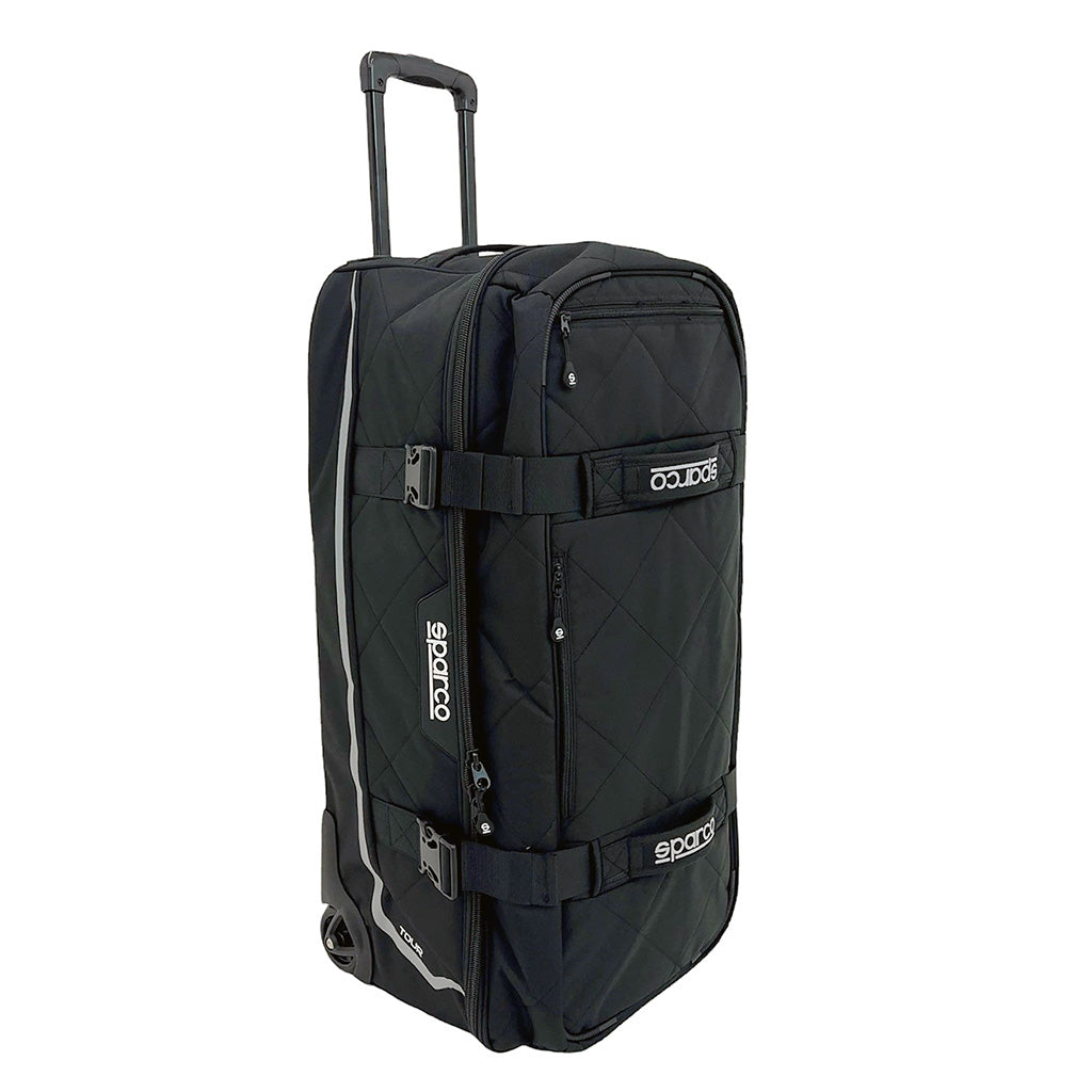 Sparco Tour racing gear rolling duffel bag in Black on Black