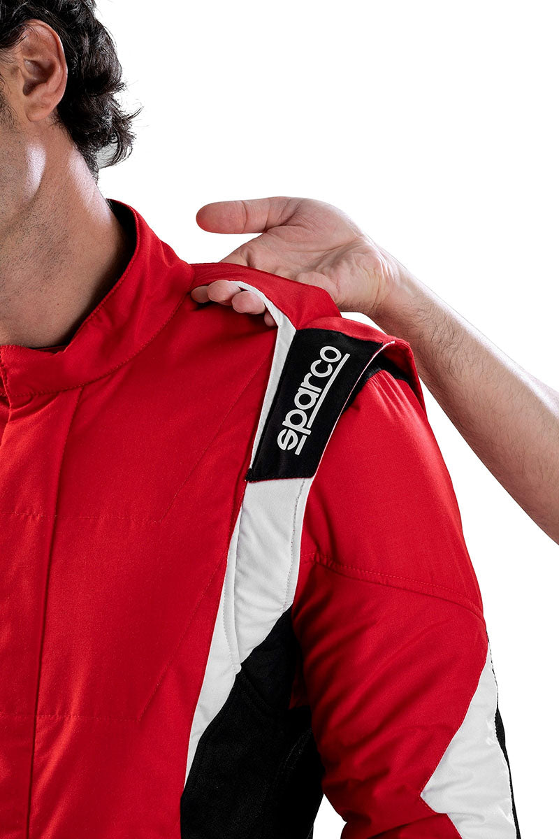 Sparco Superleggera Race Suit Shoulder Closeup Image