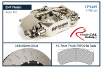 Thumbnail for AP Racing brake system with Radi-Cal branding, featuring a 4 piston rear kit, 365x30mm discs, and 16.7mm thick FRP3018 pads.