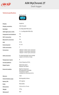 Thumbnail for AiM-Mychron-6-2T-Data-Logger-Kart-Racing-Dash-Technical-Specifications-Layout-Image