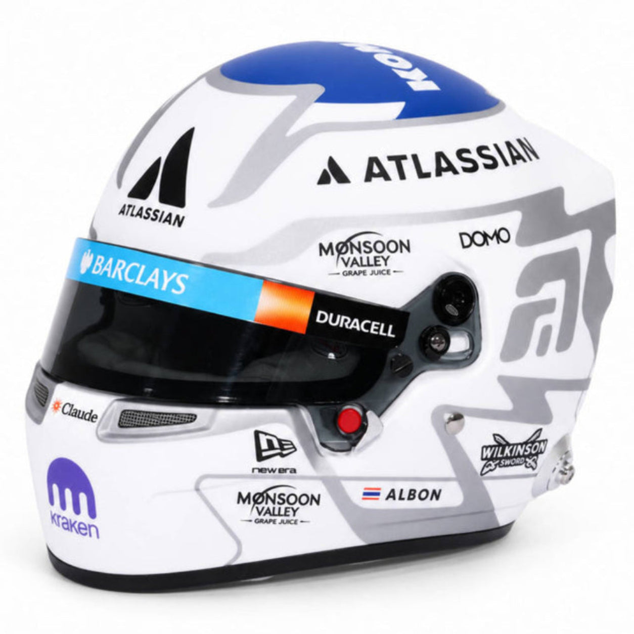 Alex Albon 2026 Williams Bell HP77 1:2 scale F1 mini helmet three quarter view