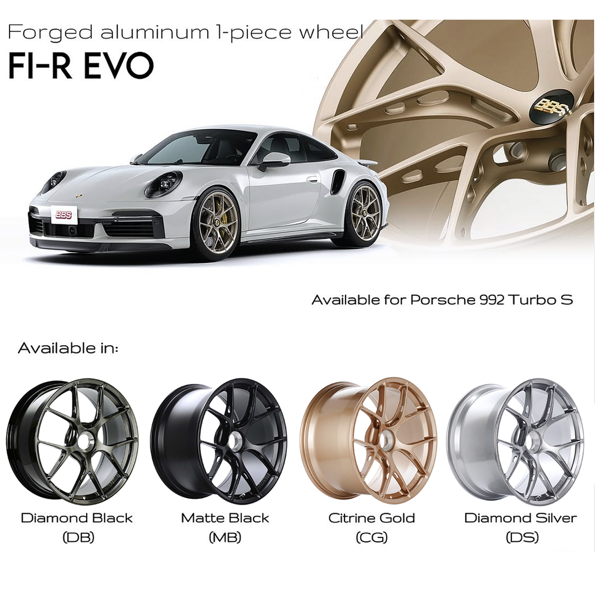 BBS FI-R Evo center lock wheels for 992 Porsche Turbo & Turbo S