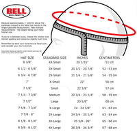 Thumbnail for Bell sizing chart for all racing helmets