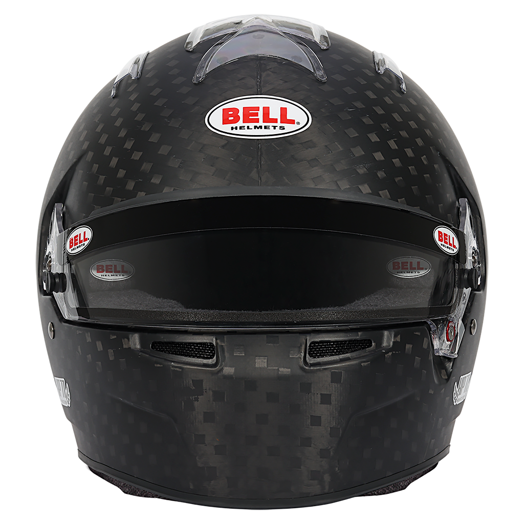 Bell HP77 EVO-IV full-face race helmet front view with high-strength carbon weave finish