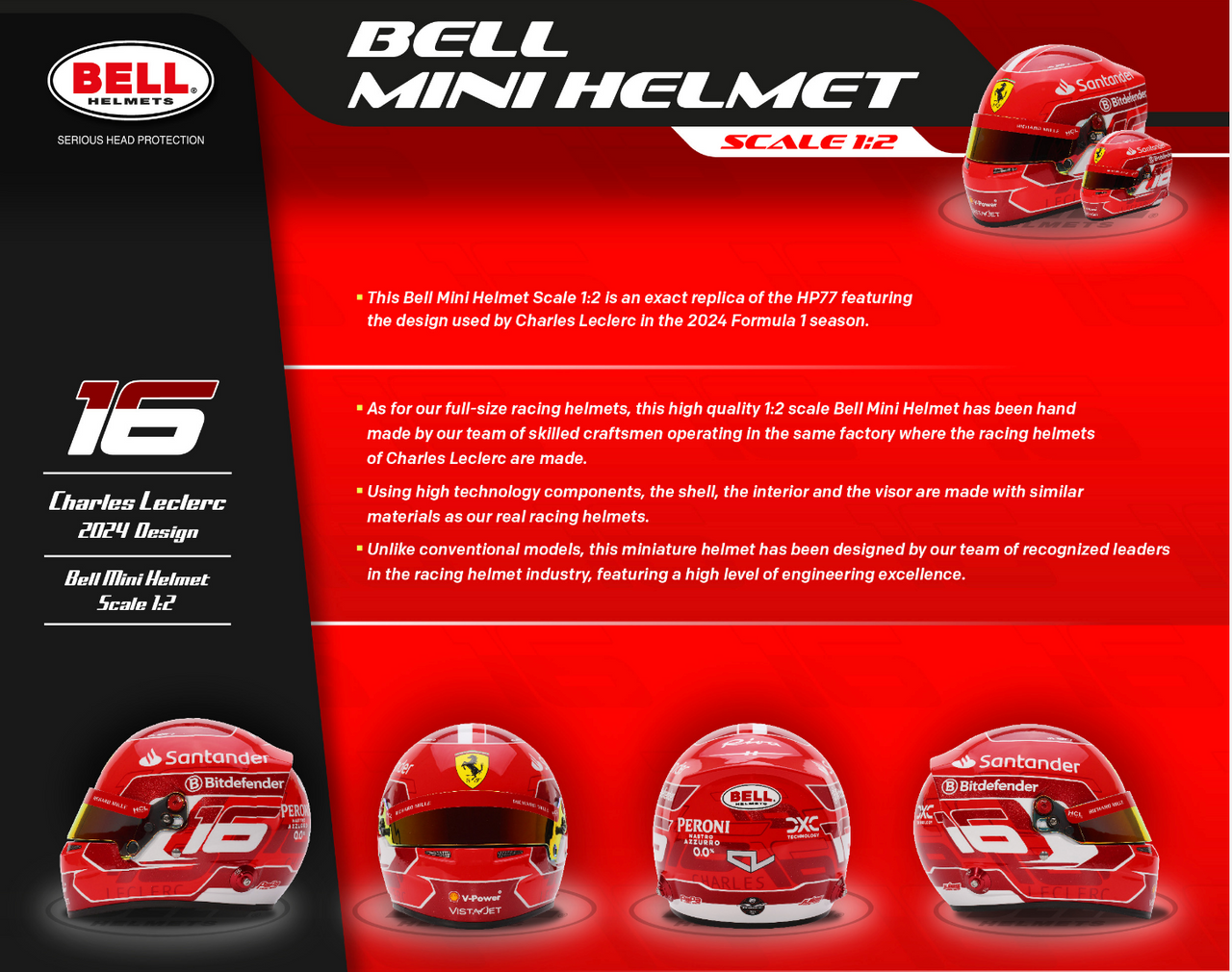 Bell HP77 2024 Charles Leclerc 1:2 Mini Helmet