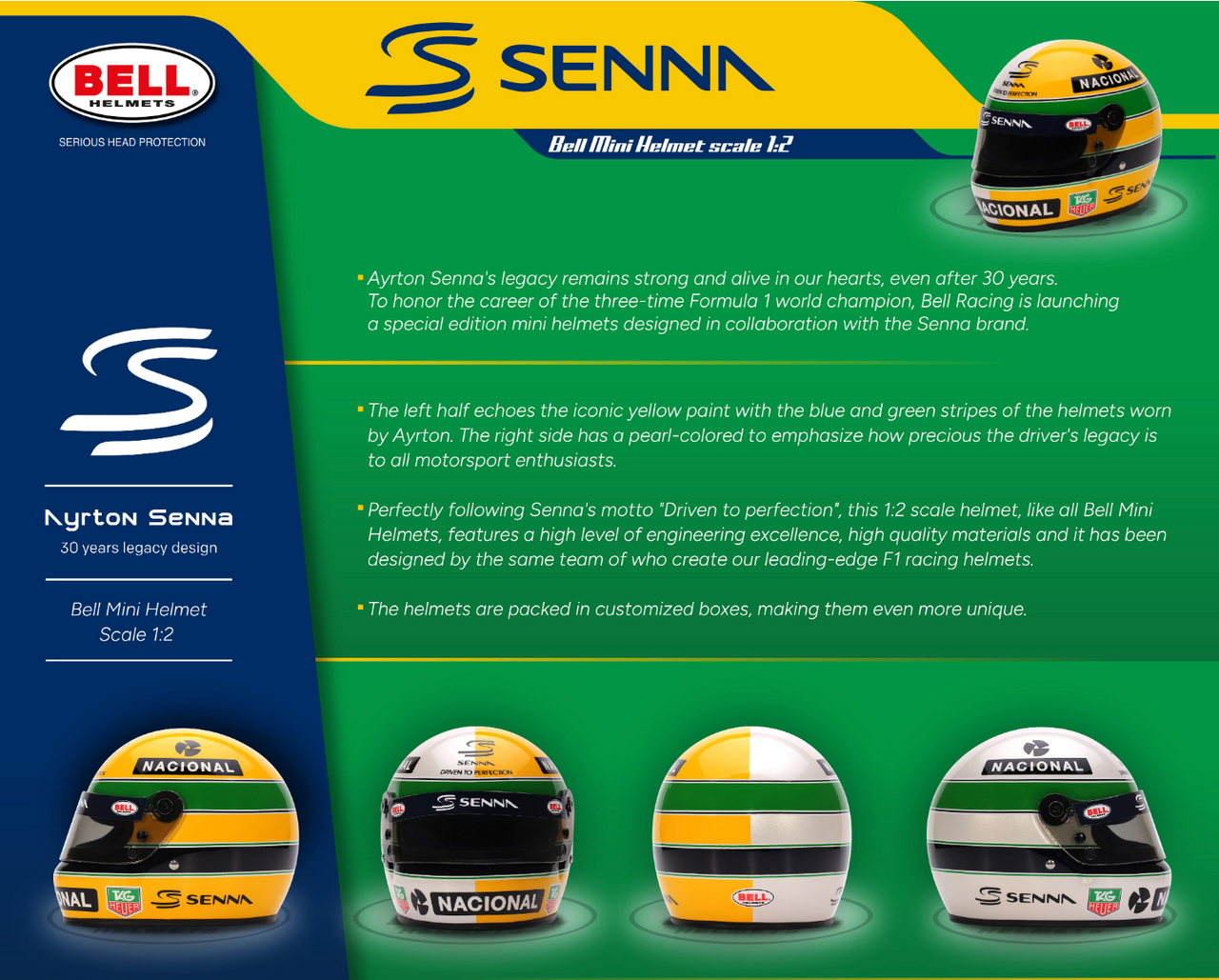 Bell Mini Helmet 2024 Ayrton Senna 4100323 Description Image