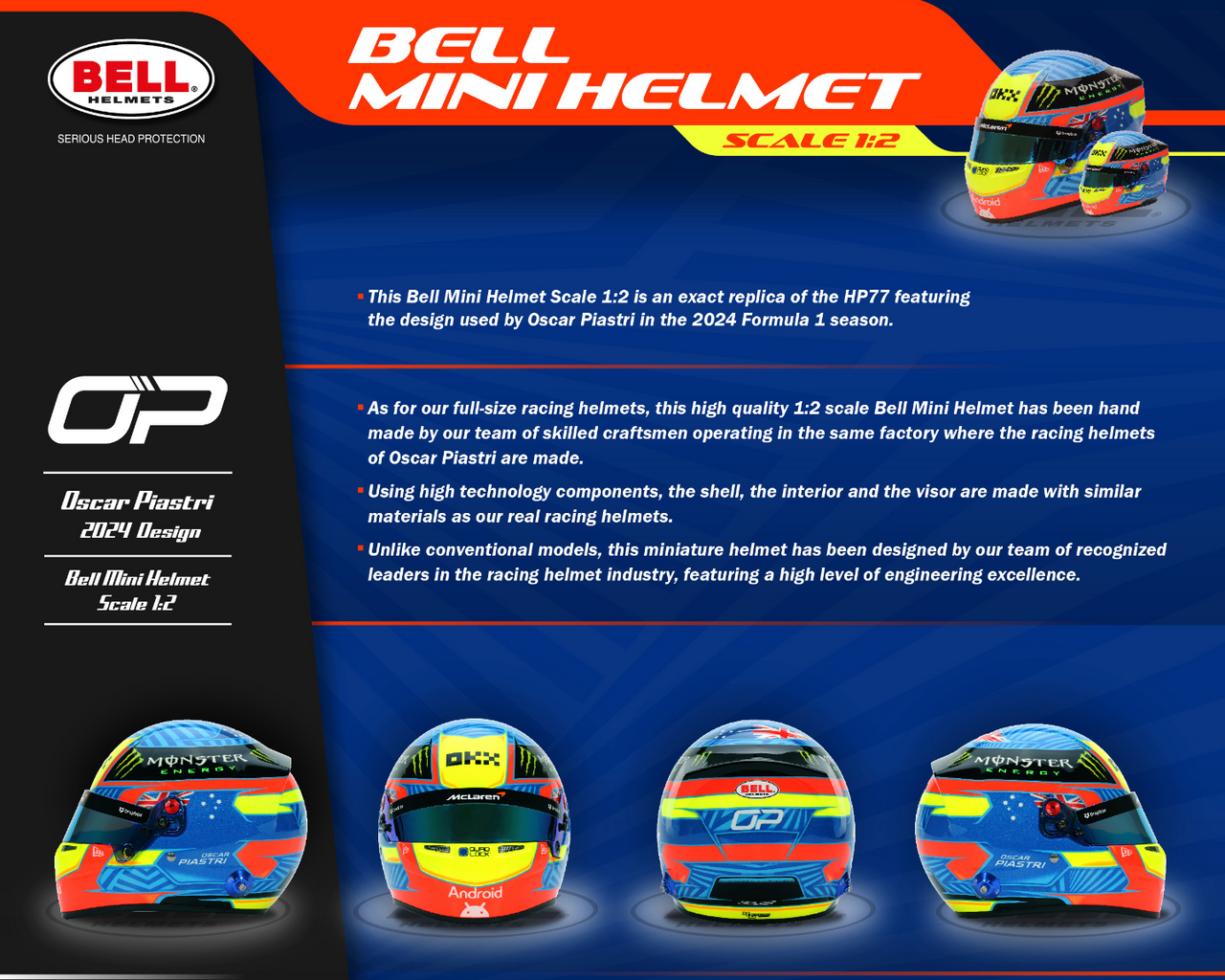 Bell Mini Helmet 2024 Oscar Piastri 4100307 Description Image