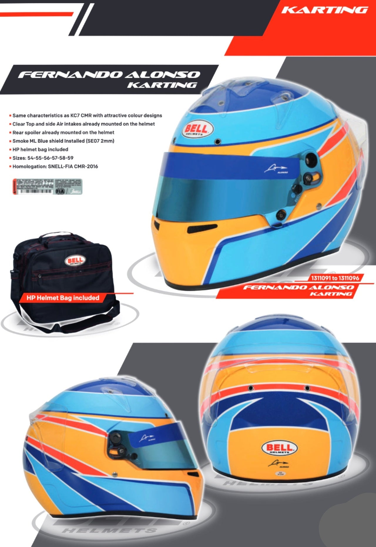 bell helmet dealer site Bell KC7-CMR Fernando Alonso Karting Helmet @ Competition Motorsport