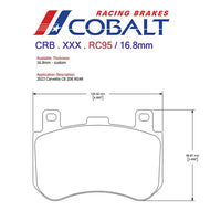 Thumbnail for Cobalt Racing Brakes RC95 rear pads for Corvette C8 Z06 w Logo