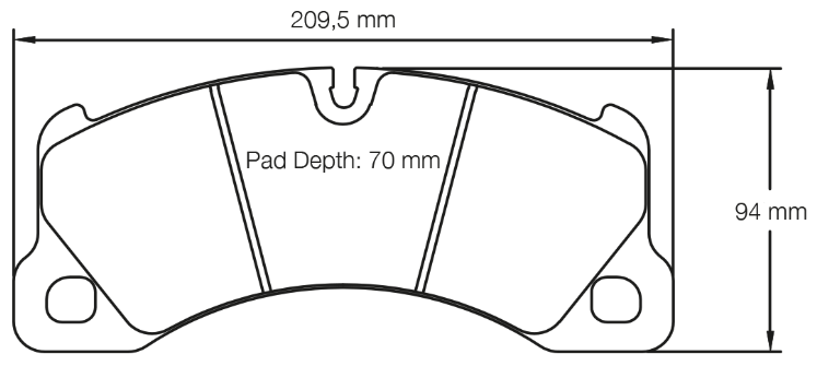 Carbotech CT1007 Brake Pad Dimension Image