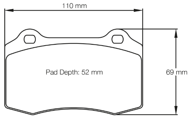 Carbotech CT1053 Brake Pad Dimension Image