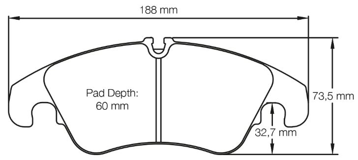 Carbotech CT1095 Brake Pad Dimension Image
