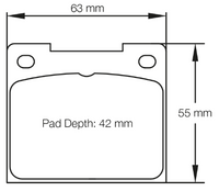 Thumbnail for Carbotech CT1124 Brake Pad Dimension Image