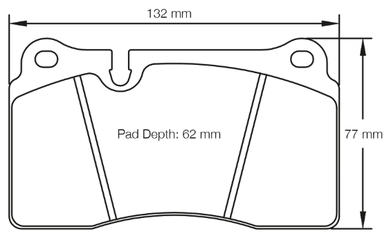 Carbotech CT1165ZR Brake Pad Dimension Image