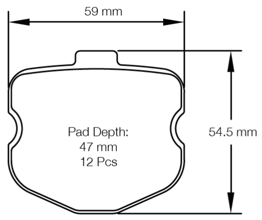 Carbotech CT1185 Brake Pad Dimension Image