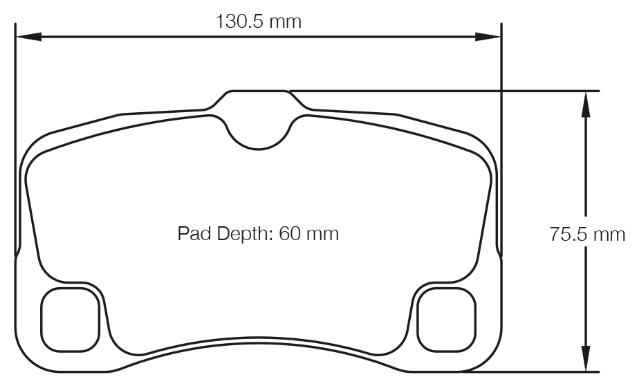 Carbotech CT1300 Brake Pad Dimension Image