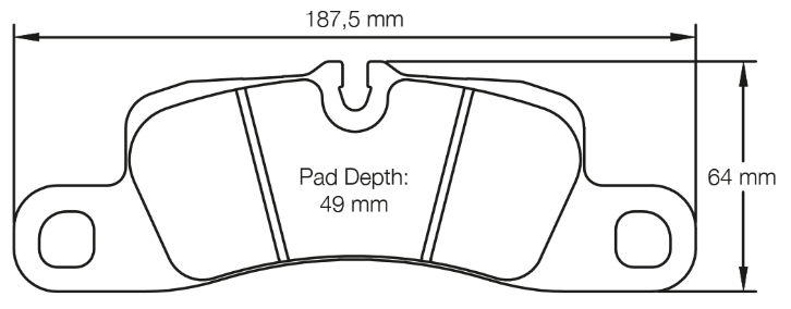 Carbotech CT1350 Brake Pad Dimension Image