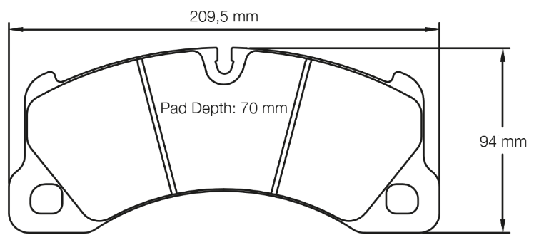 Carbotech CT1416 Brake Pad Dimension Image