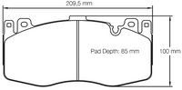 Thumbnail for Carbotech CT1738 Brake Pad Dimension Image