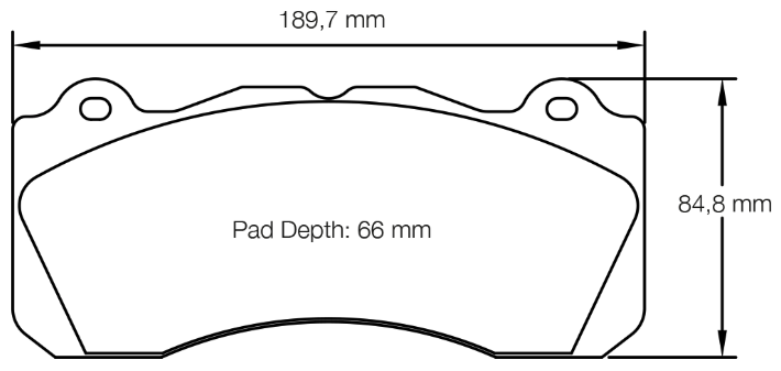Carbotech CT1792 Brake Pad Dimension Image