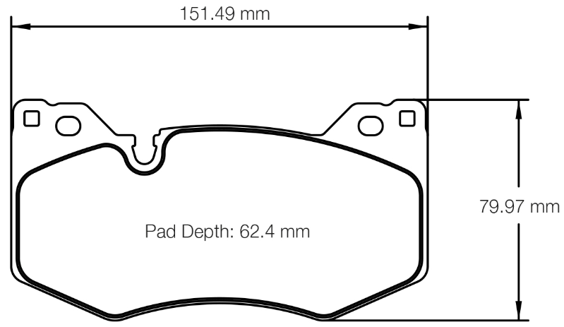 Carbotech CT28951R Brake Pad Dimension Image