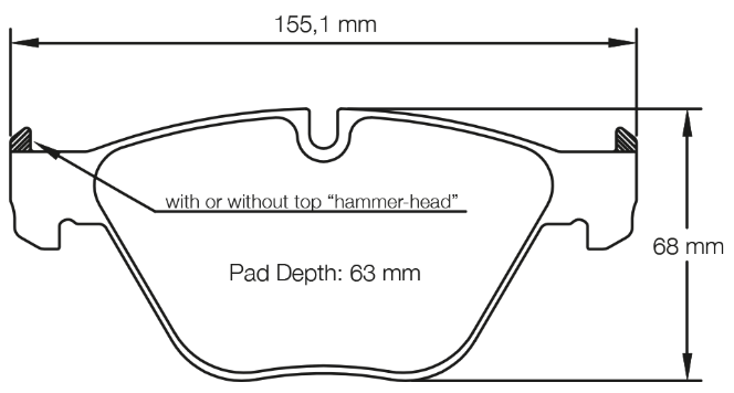 Carbotech CT918 Brake Pad Dimension Image