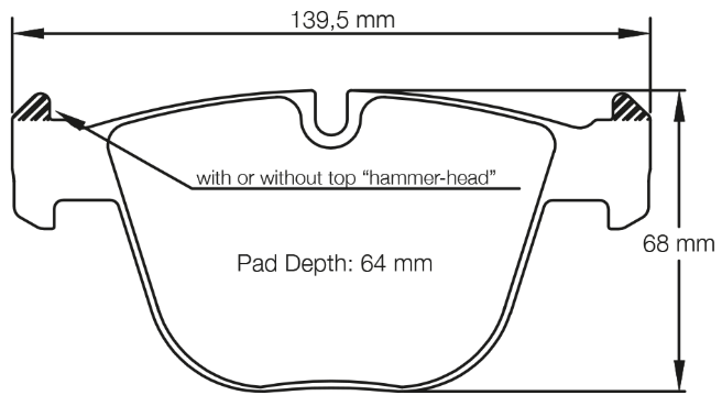 Carbotech CT919 Brake Pad Dimension Image