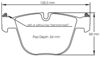 Thumbnail for Carbotech CT919 Brake Pad Dimension Image