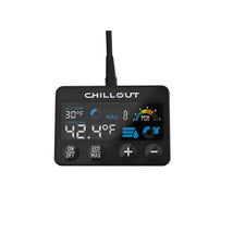 Close-up of Chillout Motorsports digital control display with temperature, RPM, ECO mode, and fan controls-Image