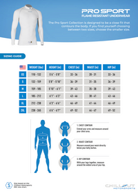 Thumbnail for CHILLOUT-PRO-SPORT-UNDERLAYER-SHIRT-TOP-NOMEX-SIZE-CHART-IMAGE