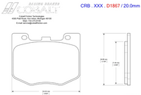 Thumbnail for Technical specification sheet for a Cobalt Racing Brakes CRB 1687 disc brake pad, showing front and side profile dimension diagrams with measurements in millimeters and inches.